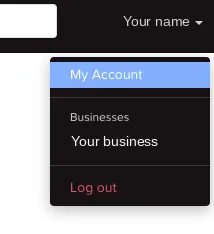 The menu under your name in the top-right corner of Employment Hero Payroll, with My Account at the top